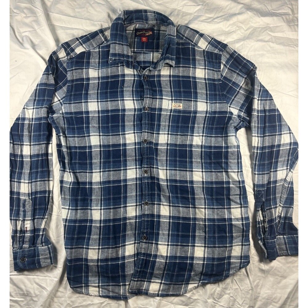 US Polo Assn. Men's Size XXL Blue Plaid Stretch Flannel Button Down Shirt